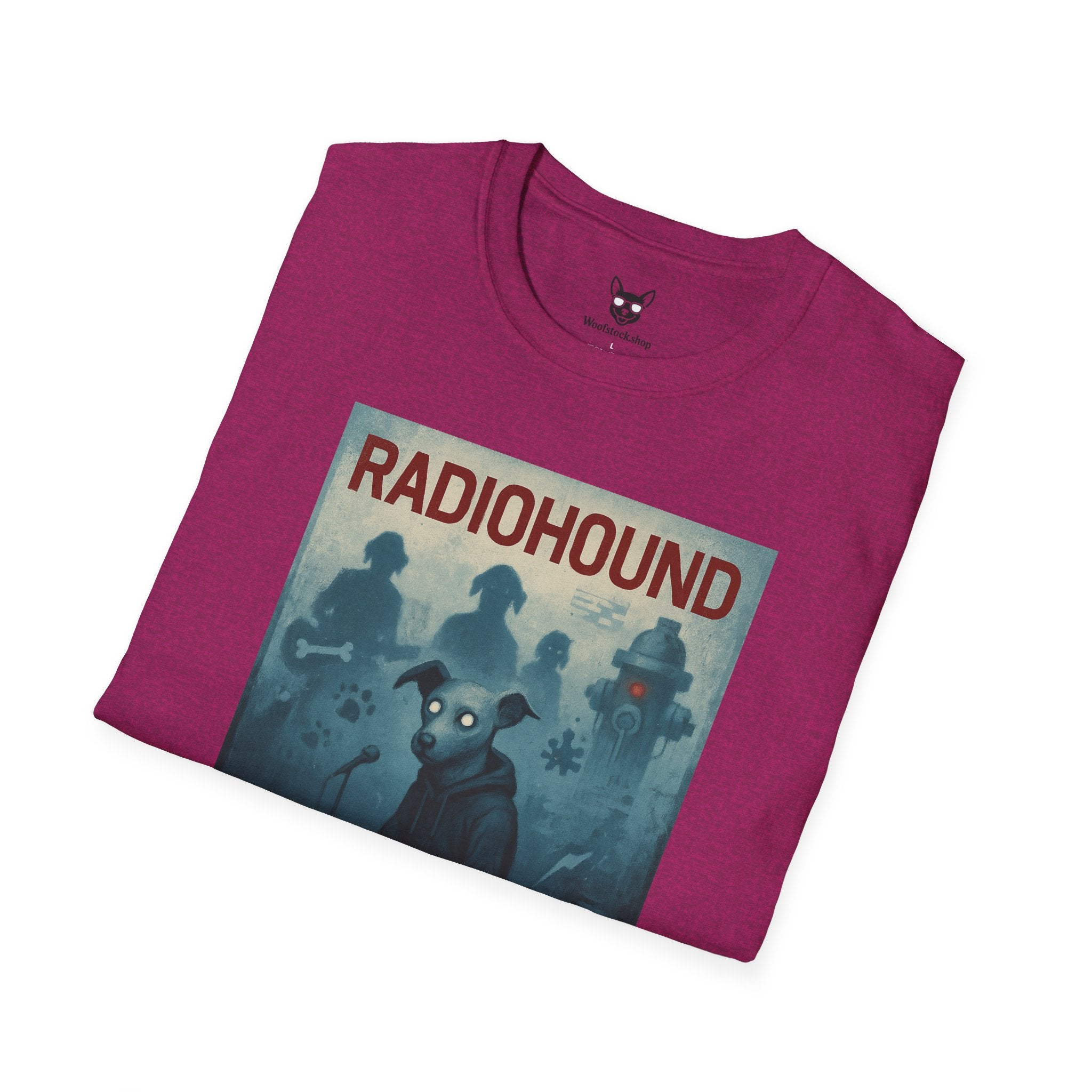 Radiohead Concert Poster Dog Parody Unisex Softstyle T-Shirt -- Funny Rock Tee for Music and Dog Lovers